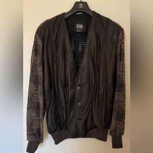 Seldom by Francois Martin Vintage Black and Brown Bomber Jacket men’s 52